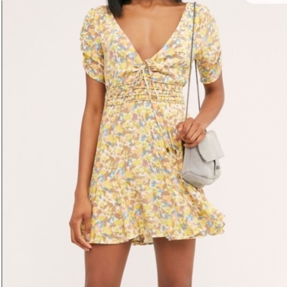 Free People Dress Forget Me Not Yellow Floral Mini